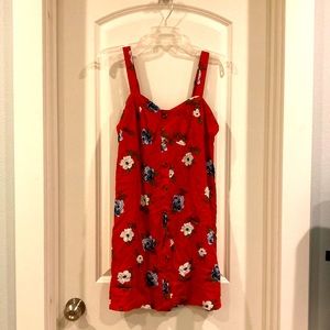 Floral, maroon, mini, summer dress